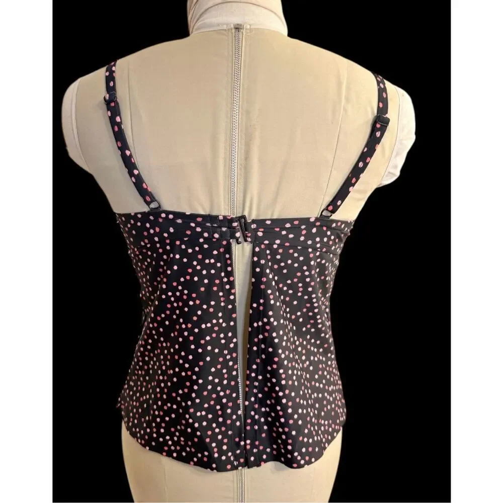 Maidenform Swim Ladies Polka Dot Tankini Bathing Suit Top 36D
